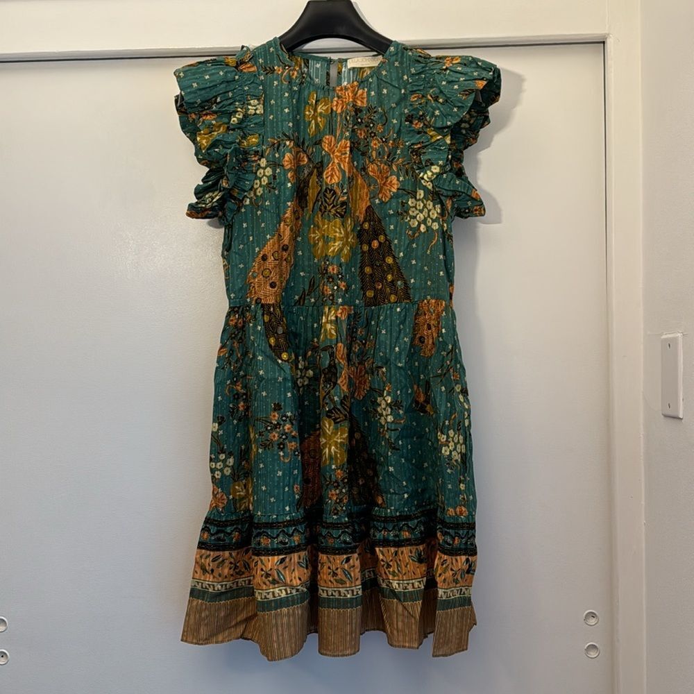 Ulla Johnson Blue and Gold Mini Dress - Picture 4 of 8